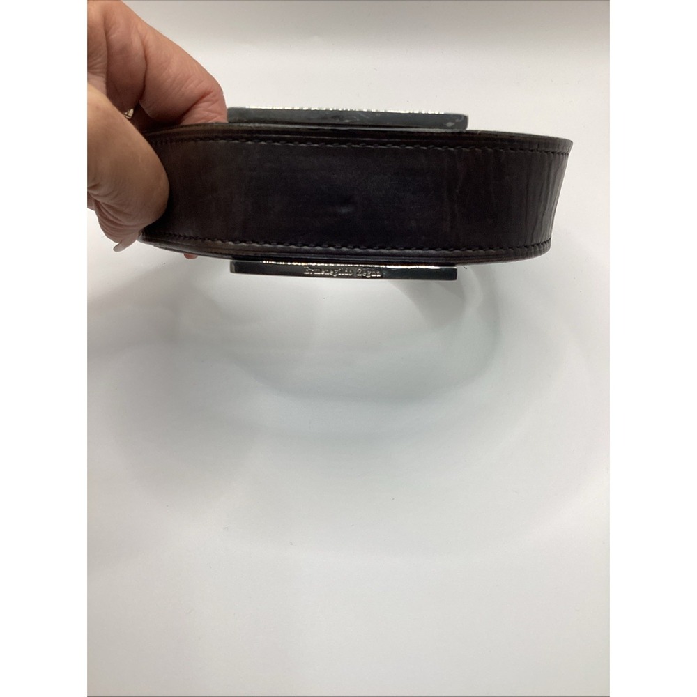 Ermenegildo Zegna Size 36" Black & Brown Reversible Leather Belt Silver Buckle